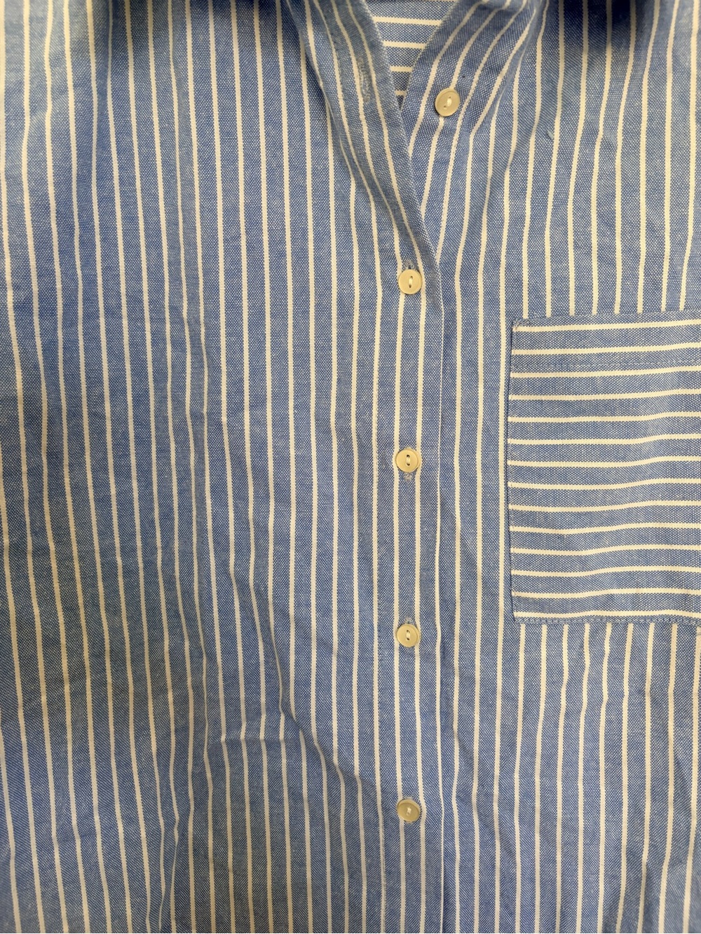 Primark Blue and White Vertical Stripe Button-Down Shirt - Picture 5 of 8